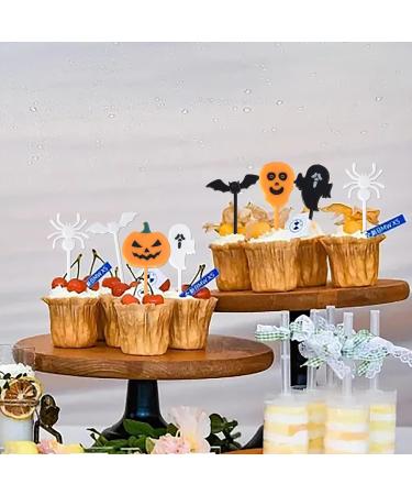 Rsstarxi 50 Pack Plastic Halloween Food Toothpicks Halloween Cupcake Toppers Pumpkin Ghost Spider Bat Cupcake Food Picks for Fruit Appetizer halloween Birthday Party Cake Decorations Design 16 - Buy Online on SooperMarket.com