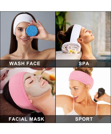 Whaline 3pcs Adjustable Hair Bands for Makeup - Cosmetic Terry Cloth Headbands with Velcro Fastener in White & 2 More Colors | Ideal for Hair Protection - Buy Online on SooperMarket.com