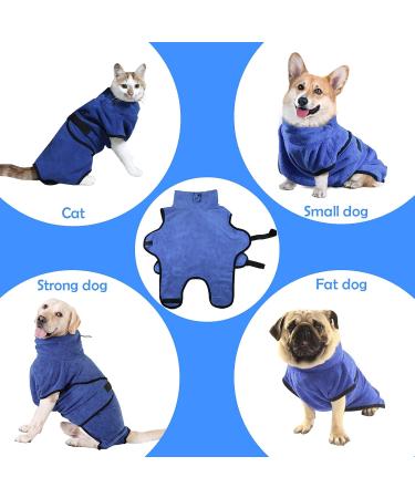 Happy Hachi Microfiber Dog Bathrobe - Super Absorbent & Fast Drying Towel for Small Medium & Large Dogs & Cats - Washable Beach Towel (Blue L) - Buy Online on SooperMarket.com