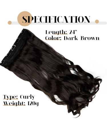 S-noilite Clip in Hair Extensions 24 Inch - Dark Brown Curly Wavy Hairpiece - Buy Online on SooperMarket.com