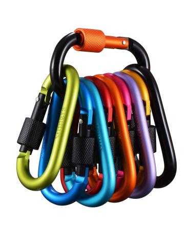 10 pieces of carabiners with screw cap Gimar's key riper carabiner hook aluminum screw carabiners for camping fishing hiking or traveling colorful
