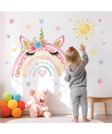 Wondever Watercolor Unicorn Rainbow Wall Stickers - Peel and Stick Decals for Girls Bedroom and Nursery - Buy Online on SooperMarket.com