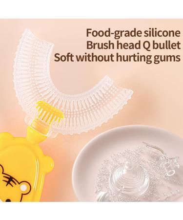 JENPECH Cartoon Kids U-Shaped Toothbrush - Food Grade Soft Silicone Brush Head 360 Oral Teeth Cleaning Design for Toddlers and Children 2-7Years/8-12Years Yellow 2-7Years - Buy Online on SooperMarket.com