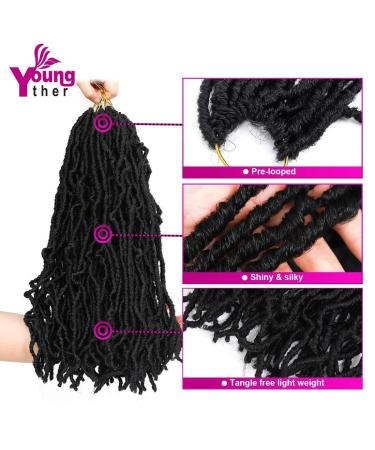 Youngther 24 Inch Faux Locs Crochet Hair 6-Pack - Pre-looped Synthetic Braiding Hair for Black Women (1B) - Buy Online on SooperMarket.com