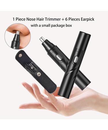 2024 Rechargeable Nose Hair Trimmer - Painless Removal & 6 Earpicks - Speed Rotation Motor - Black | International Shipping - Buy Online on SooperMarket.com