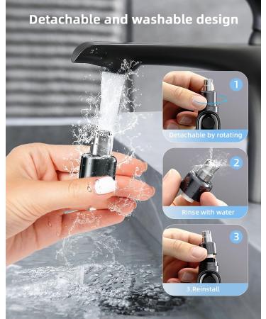 Rechargeable Ear and Nose Hair Trimmer for Men & Women | Professional Eyebrow Trimmer with Digital Display 9000 RPM Motor & Dual-Edge Blades - Efficient Grooming in Grey - Buy Online on SooperMarket.com