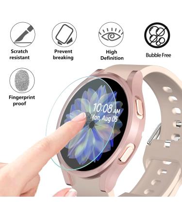 Samsung Galaxy Watch 5/4 40mm Screen Protector Case 6+6Pack - Bubble Free Tempered Glass Film + Waterproof Bumper - Black/Rose Gold/Pink/Silver/Leopard/Clear - Buy Online on SooperMarket.com