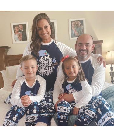 IFFEI Christmas Pyjamas Matching Family Pajamas Set - Xmas Letter Print Tops & Plaid Pants Sleepwear for Women Men Kids - 6-7 Years Blue/Letter - Buy Online on SooperMarket.com
