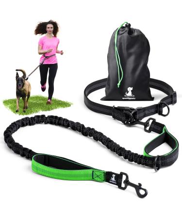 Jogging lines for dogs to walk jogging hiking |2 in 1 jogging line and normal dog leash for large and medium -sized dogs with double handle |Belly belt dog leash green for a dog