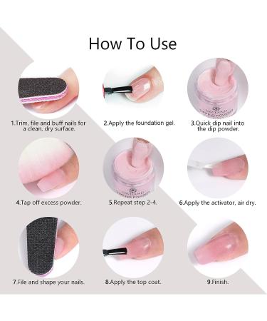 Saviland 19Pcs Dip Powder Nail Kit Starter | 10 Glitter White Pink Clear Colors | Nail Art Set with Base, Activator, Top Coat, Brush Saver, and Liquid Set - Buy Online on SooperMarket.com