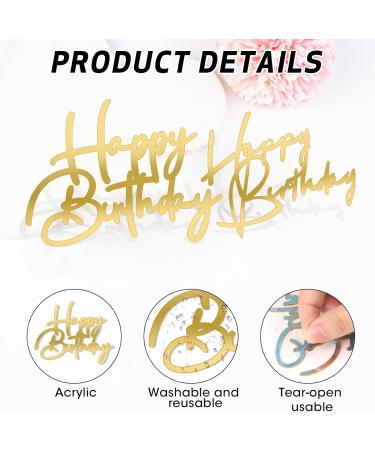 Happy Birthday Cake Topper 2Pcs Gold Cake Decoration Glitter Gold Acrylic Cake Topper Happy Birthday Cupcake Toppers Supplies for Birthday Cake for Man Boys Women Girls Theme Birthday Party Decor - Buy Online on SooperMarket.com