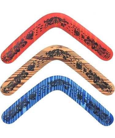YOFOBU 3 Pack Australian Boomerang Pro Sports Boomerang Outdoor Sports Throw Catch Toy Flying Toy Color Random Blue Wood