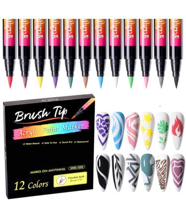 RoseFlower 12 Color 3D Nail Art Pens Set Acrylic Paint Pens Nail Art Painting Pen Nail Art Graffiti Pen Quick-drying Waterproof Nail Point Graffiti Dotting Pen for Nail DIY Dot Line Flower Pattern#2