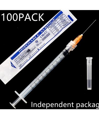 100Pack 1ml 1cc Disposable Plastic Syringes with 25Ga Individually Sterile Package 1ml-25Ga - Buy Online on SooperMarket.com