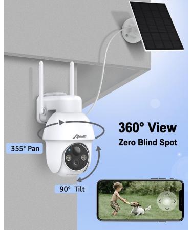 ANRAN 2K Wireless Solar Security Camera | 360 View, Smart Siren, Spotlights | Color Night Vision, AI Human Detection | 2-Way Talk, Alexa Compatible | Q3 White - 3MP - Buy Online on SooperMarket.com