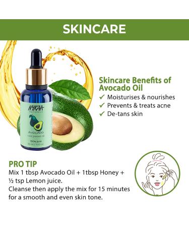Nykaa Naturals Avocado Oil - 100% Pure Cold Pressed Hair & Face Oil for Growth Dandruff & Acne Relief - 1.01 oz - Buy Online on SooperMarket.com
