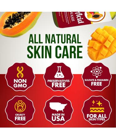 Kojic Acid Face Wash 4oz - Natural Brightening Cleanser for Dark Spot & Acne Scar Removal with Turmeric - Fresh Mango Papaya Scent - Made in USA - Buy Online on SooperMarket.com