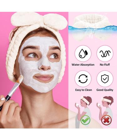 WLLHYF 3 Piece Spa Headband and Wristband Set for Women - White | Elastic Hair and Makeup Headbands to Prevent Spills - Buy Online on SooperMarket.com