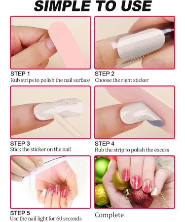 EBANKU Christmas Glitter Gel Nail Polish Strips - Long Lasting Waterproof Wraps Stickers with File Wipes & Sealing - SDTRK14 - Buy Online on SooperMarket.com