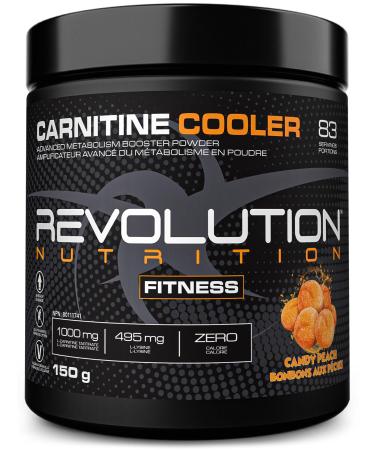Revolution Nutrition Carnitine Cooler Powder L- Carnitine Tartrate Lean supplement Amino Acid Enhance Endurance Zero Calorie 1000 mg L- Carnitine 945 mg L-Lysine 150g 83 Servings (Candy Peach 0.33 Pound) Candy Peach 0.33 Pound
