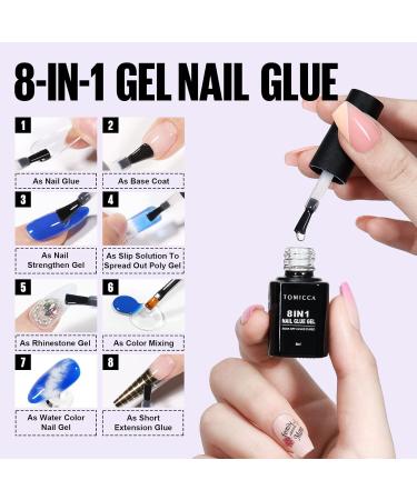Shop Tomicca 8-in-1 Nail Tips & Glue Gel Kit | 240 PCS Soft Gel Full Cover Extensions with UV Lamp - Perfect Ballerina Shape - Buy Online on SooperMarket.com