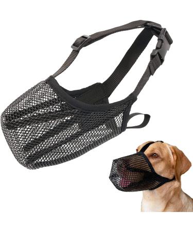 Mesh dog muzzle breathable muzzle for dogs muzzle for dogs with a rounded mesh nylonnetz muzzle with safety straps for small adjustable breathable mesh muzz XL W-black
