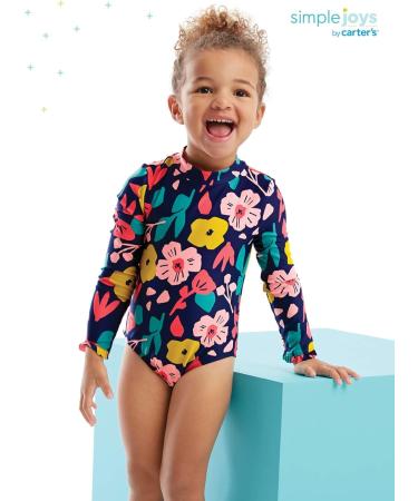 Simple Joys by Carter's Baby Girls' Long Sleeve One Piece Swimsuit - Navy Floral, 5 Years - Buy Online on SooperMarket.com