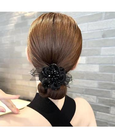 Elegant Elastic Hair Scrunchy with Rhinestone & Gypsophila Flowers - Hair Accessory for Girls, Women, Bride | AsggBah 1pc - Buy Online on SooperMarket.com