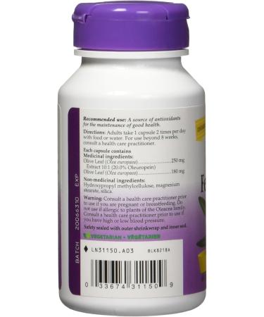 Nature's Way Olive Leaf Provides Antioxidants Diuretic - Standardized Extract - Premium Herbal Supplement - 60 Vegetarian Capsules Natural 60 count (Pack of 1) - Buy Online on SooperMarket.com