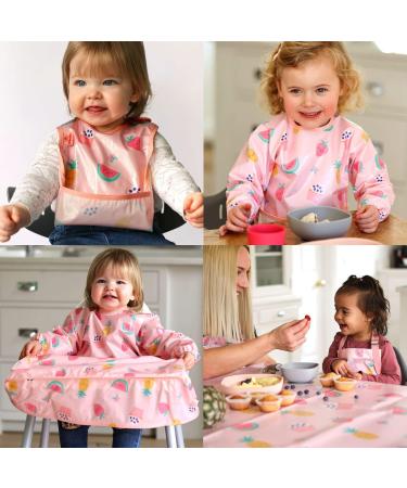 Bibetta Wipeezee Premium Baby Weaning Bibs | Waterproof Coverall Bibs for Toddler Boy Girl | Eco-Friendly & Durable | Pink - Yummy Treats - Buy Online on SooperMarket.com