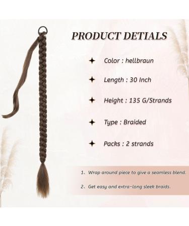 Fulang Hair 2pcs Braid Ponytail Extension - Long Light Brown Braided Hair Tie for Women - Buy Online on SooperMarket.com