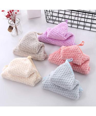 Onlup Hanging Hand Towels Set - Super Absorbent Small Towels for Kitchen & Bathroom - Set of 5 (Beige, Pink, Purple, Gray, Blue) - Buy Online on SooperMarket.com