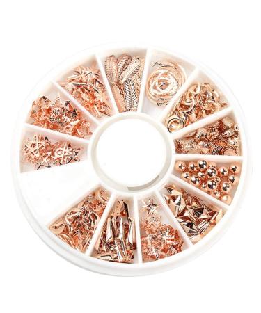 1 Box Japanese Nail Rivets Rose Gold Metal Nail Art Studs Shell Star Fish Conch Hollow Studs Multiple Shapes 3d Mixed Manicure Jewelry for Craft Diy Nails Decoration