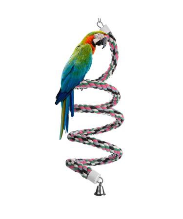 Aigou Bird Spiral Rope Perch, Cotton Parrot Swing Climbing Standing Toys with Bell Large - 94.4 inch