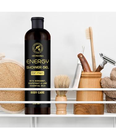 Shower Gel Energy 500ml - Shower Gel for Men - Gel with Bergamot Essential Oil - Grapefruit Essential Oil - Lime Essential Oil - Skin Care - Cleansing and Care - Fresh Fragrance - Body Wash for Him - Buy Online on SooperMarket.com
