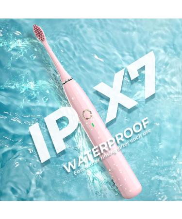 NBGRLVS Rechargeable Sonic Electric Toothbrush for Adults | 3 Modes, 2 Min Timer, 4 Brush Heads | Fast Charge & Travel-Friendly | Easy Dental Care | Pink - Buy Online on SooperMarket.com