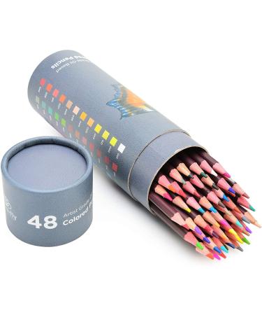 Oil Pastel Pencils for Artists 48 ct - Oil Based Colored Pencils - Drawing, Sketching and Adult Coloring - Soft Core Art Coloring Pencils Set with Skin Tone Cyclindircal Box 48 Count (Pack of 1)