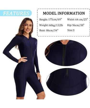 FEOYA Women's One Piece Swimsuit Boyleg Rashguard - Tummy Control Front Zip Bathing Suit - Navy Blue (Large) - Buy Online on SooperMarket.com