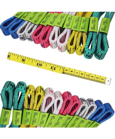 FF Elaine 24 Pcs Double-Scale 60-Inch/150cm Soft Tape Measure Ruler Bulk for Sewing Tailor Cloth Weight Loss Medical Body Measurement Sewing Supplies Knitting Projects - 6 Colors