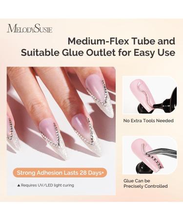 MelodySusie 4 in 1 Rhinestone Nail Glue - 30g Super Strong Gel for Nail Charms & Art | UV/LED Cured 3D Nail Decor - Buy Online on SooperMarket.com