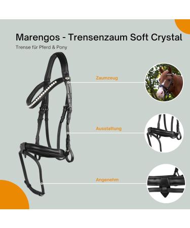 Marengos Soft Crystal Bridle for Horses & Ponies | Anatomically Shaped English Leather Bridle & Accessories in Black - Buy Online on SooperMarket.com