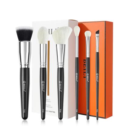 BEILI Makeup Brushes 6 Pieces Set of Vegan Makeup Brushes Powder Foundation Eye Shadow Mixing Concealer Set of Brushes for Creases Brushes for Eyebrow Liner