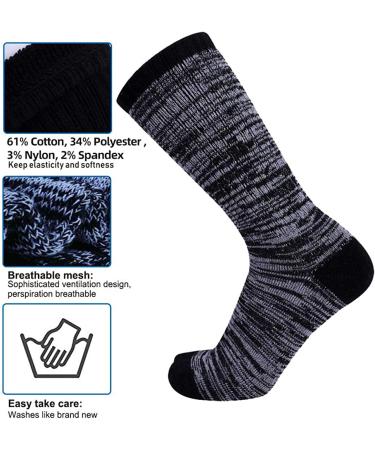 Enerwear Men's Cotton Crew Socks 10-13, 10-Pack - Moisture Wicking, Heavy Cushion, Black Heel/Grey Foot - Buy Online on SooperMarket.com