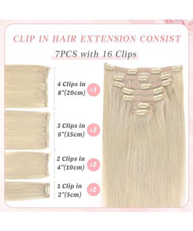 Vlasy Clip in Hair Extensions Human Hair 7 Pieces Grey4# 16 Inch - Seamless Thick Weft Real Human Hair Extensions for Women - Buy Online on SooperMarket.com