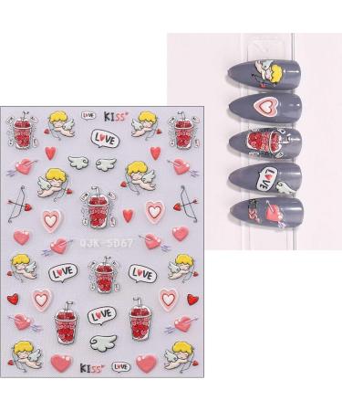 JMEOWIO 6 Sheets 3D Embossed Valentines Day Heart Nail Art Stickers Decals Self-Adhesive 5D Cute Colorful Nail Supplies Nail Art Design Decoration Accessories - Buy Online on SooperMarket.com