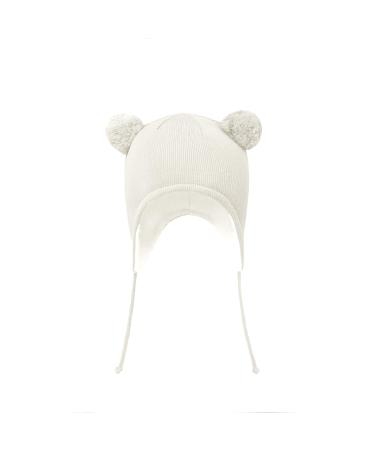LANGZHEN Toddler Kids Infant Winter Hat Earflap Knit Warm Cap Fleece Lined Beanie for Baby Boys Girls 6-12 Months Classic -White