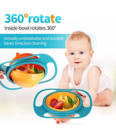 Baby Universal Gyro Bowl - Non-Spill Rotating 360 Degrees Magic Bowl for Toddlers (Green) - Buy Online on SooperMarket.com