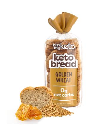 Kiss My Keto Bread Zero Carb (0g-Net)  Wheat Bread Loaf, Low Calorie Bread  Sugar Free Bread & High Protein Bread  Thin Sliced Bread, Sandwich Bread Whole Wheat (Golden Wheat, 1-pack) 14 Ounce (Pack of 1) Golden Wheat