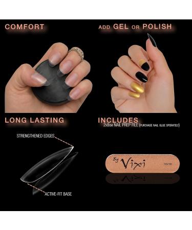 Vixi 600 Medium Oval Nail Set with Prep File - 10 Sizes Clear Express Full Cover False Fingernail Extensions for Salon & Home Use - Buy Online on SooperMarket.com