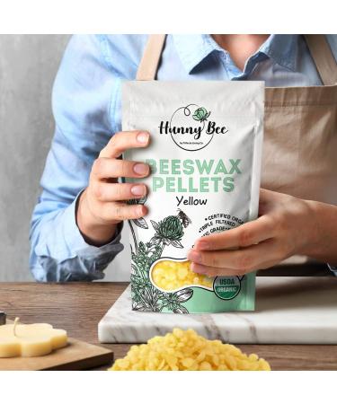HUNNYBEE Beeswax Pellets 1LB - 100% Organic Yellow Bees Wax for DIY Candles, Skin & Hair Care, Lotions, Lip Balm & Soap Making - Buy Online on SooperMarket.com